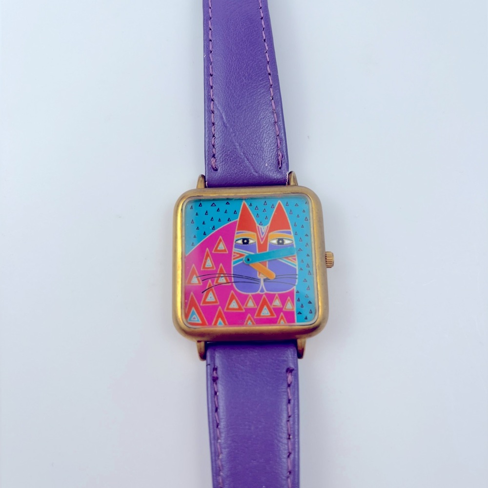 Signed Laurel Burch “Wild Cat” wristwatch- works!